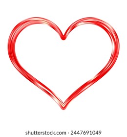 Cadre de coeur métallique rouge mince. Une bordure cardiaque brillante et réaliste. Symbole de luxe de l'amour. Elément de design décoratif doré pour la Saint-Valentin, carte de mariage, invitation. illustration vectorielle EPS10 en 3D .