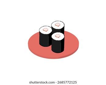 Sushi enrollado delgado con palo de cangrejo    
