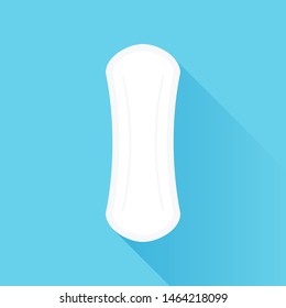 Thin sanitary pad with long shadow. Hygienic napkin. Female's hygiene product. Vector illustration, flat design