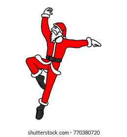 thin Santa Claus dancing ballet vector illustration sketch hand drawn with black lines isolated on white background