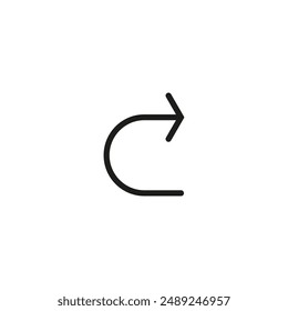 Thin semi circle arrow. Vector illustration. Semicircular rounded curved arrow.