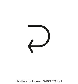 Thin semi circle arrow. Vector illustration. Semicircular rounded curved arrow.