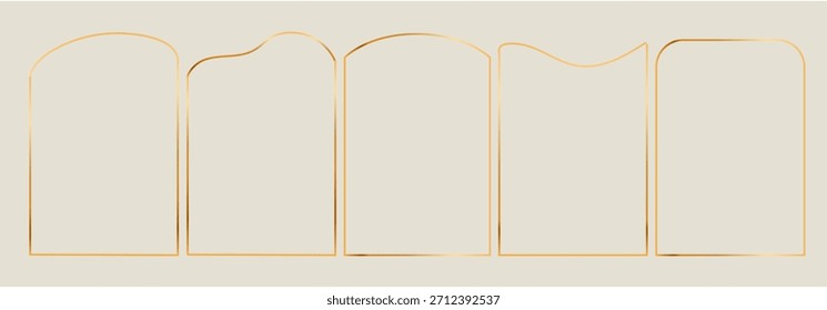 Molduras de luxo finas e elegantes de ouro. Vetor simples linha ouro borda quadrado. Modelo de design premium para cartão, cosmético, casamento, convite de gala.