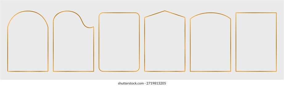 Elegante luxuriöse Rahmen aus dünnem Gold. Vektor einfache Linie Gold Rand Quadrat. Premium-Design-Vorlage für Karte, Kosmetik, Hochzeit, Gala Einladung.