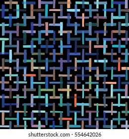 Thin short colorful stripes crossing each other
