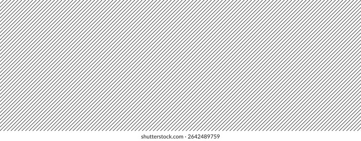Thin slash line seamless pattern. Repeated fine diagonal lines background. Pinstripe linear wallpaper. Abstract tilted slanted stripes backdrop. Repeating oblique strip texture overlay. Vector