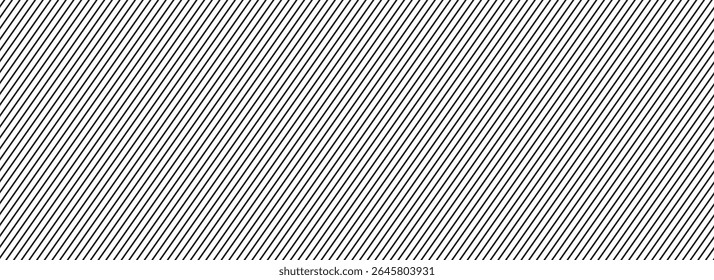 Thin slash line seamless pattern. Repeated fine diagonal lines background. Pinstripe wallpaper. Black and white tilted slanted strip backdrop. Repeating oblique linear texture overlay