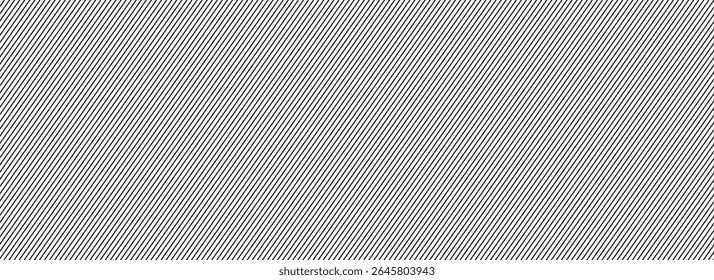 Thin slash line seamless pattern. Repeated fine diagonal lines background. Pinstripe wallpaper. Black and white tilted slanted strip backdrop. Repeating oblique linear texture overlay