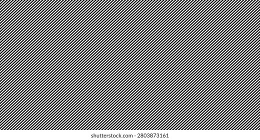 Thin slash line seamless pattern. Repeated fine diagonal lines background. Pinstripe wallpaper. Black and white tilted slanted strip backdrop.Eps10