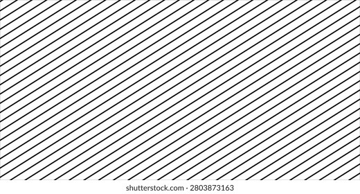 Thin slash line seamless pattern. Repeated fine diagonal lines background. Pinstripe wallpaper. Black and white tilted slanted strip backdrop.Eps10
