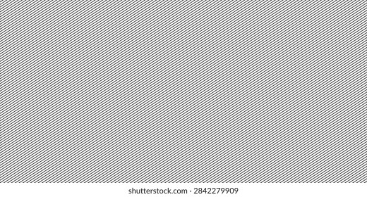 Thin slash line seamless pattern. Repeated fine diagonal lines background. Pinstripe wallpaper. Black and white tilted slanted strip backdrop.