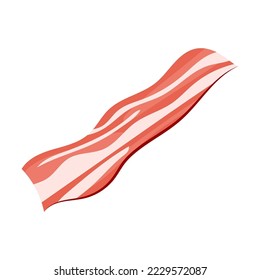 Eine dünne Scheibe Speck zum Kochen von Rührei und ein gesundes, leckeres Frühstück. Vektorgrafik einzeln auf weißem Hintergrund
