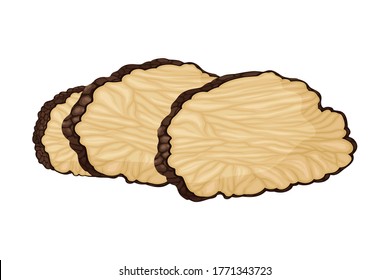 Thin Slices of Truffle Subterranean Fungus Vector Illustration
