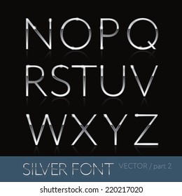 Thin sliver steel font - metallic alphabet letters collection (vector format), part 2