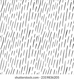 Thin small vertical lines seamless pattern. Vertical dashes texture, thin vector brush strokes in a row ornament. Seamless pattern with linear motif. Rainfall motif retro background.