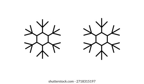 Icono de copo de nieve delgado. Temporada de invierno, hielo y temperatura fría símbolo