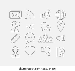 Thin social icon set