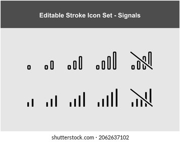
thin and solid signal icon set. signal icon in various network conditions