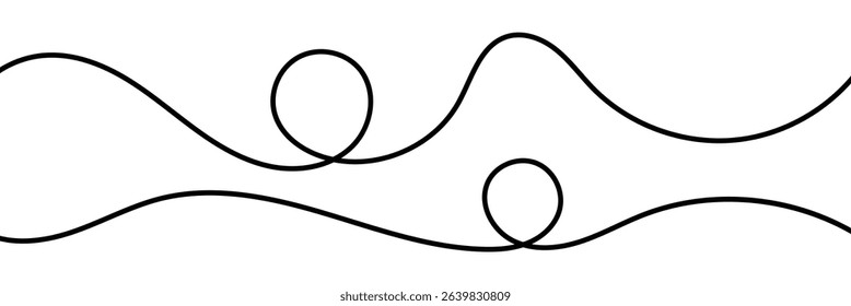 Thin squiggly lines. Curvy thread, string or yarn lines for ornament, decor, separate, divider. Swoosh, swash underline stroke abstract wavy thin line. Vector illustration