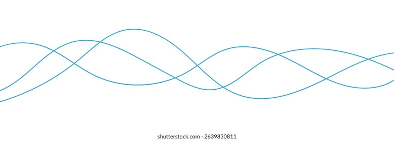 Thin squiggly lines. Curvy thread, string or yarn lines for ornament, decor, separate, divider. Swoosh, swash underline stroke abstract wavy thin line. Vector illustration