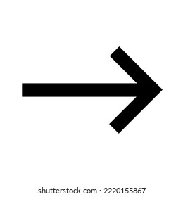 Thin straight arrow icon. Black arrow pointing to the right. Black direction pointer. Vector illustration