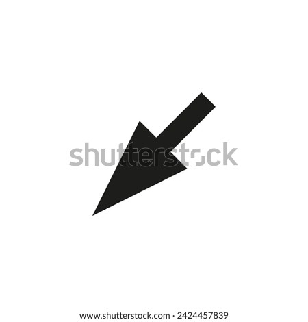 Thin straight diagonal arrow to the down and left. Vector symbol.