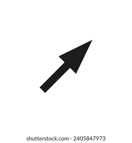 Thin straight diagonal arrow to the right and up. Vector symbol.
