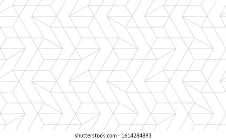 Рattern with thin straight lines and polygons on white background. Seamless linear Abstract geometric texture. Stylish background in Arabic style. Vector rapport for swatches.