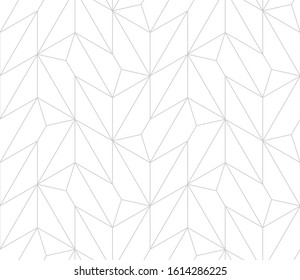 Рattern with thin straight lines and polygons on white background. Seamless linear Abstract geometric texture. Stylish background in Arabic style. Vector rapport for swatches.