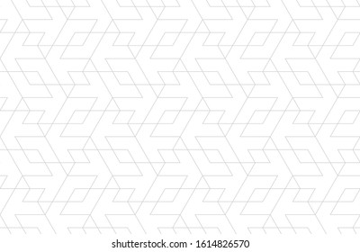 Рattern with thin straight lines and polygons on white background. Seamless linear Abstract geometric texture. Stylish background in Arabic style. Vector rapport for swatches.
