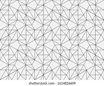 Рattern with thin straight lines and polygons on white background. Seamless linear Abstract geometric texture. Stylish background in Arabic style. Vector rapport for swatches.