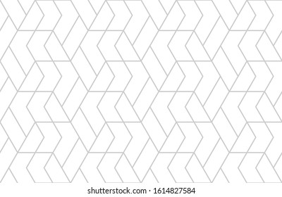 Рattern with thin straight lines and polygons on white background. Seamless linear Abstract geometric texture. Stylish background in Arabic style. Vector rapport for swatches.