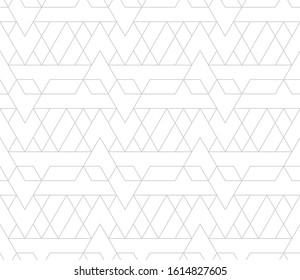 Рattern with thin straight lines and polygons on white background. Seamless linear Abstract geometric texture. Stylish background in Arabic style. Vector rapport for swatches.