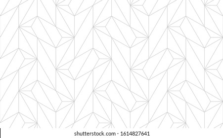 Рattern with thin straight lines and polygons on white background. Seamless linear Abstract geometric texture. Stylish background in Arabic style. Vector rapport for swatches.