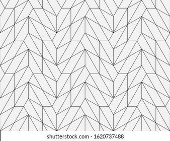 Рattern with thin straight lines and polygons on white background. Seamless linear Abstract geometric texture. Stylish background in Arabic style. Vector rapport for swatches.