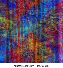 Thin straight lines. Twisted into a spiral wavy stripes. Abstract seamless vector pattern. Watercolor effect