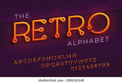 Thin stylized italic retro alphabet and font with a loops.