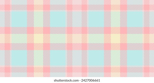 Thin tartan check vector, window fabric plaid textile. Christmas pattern texture seamless background in light colo.