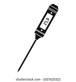 Thin thermometer icon. Simple illustration of thin thermometer vector icon for web