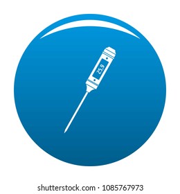 Thin thermometer icon. Simple illustration of thin thermometer vector icon for any design blue