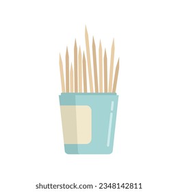 Thin toothpick icon flat vector. Tooth pick. Food stick isolated