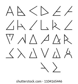 Thin and triangle shapes A-Z alphabet letters