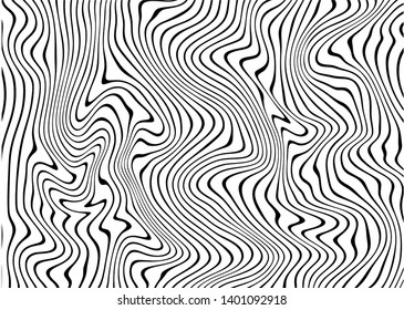 Thin twisted black lines on a white background. Modern vector background