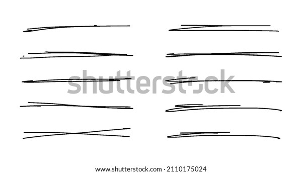Thin underline\
lines set. Scribble hand drawn markers. Doodle text highlights\
isolated on white\
background.