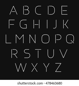 Thin vector font. Modern slim typeface. Light alphabet letters design