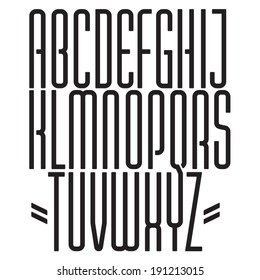 Thin Vector Font. Ultra Condensed Decorative Typeface. Modern Slim Type With Long Letters