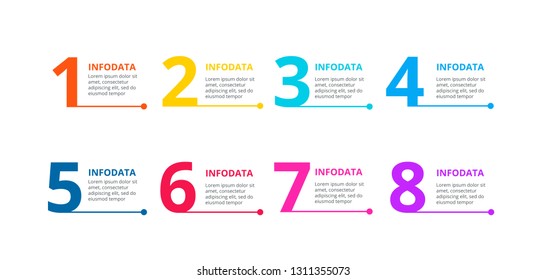 Thin vector lines with 8 numbers for infographic. Business data presentation.