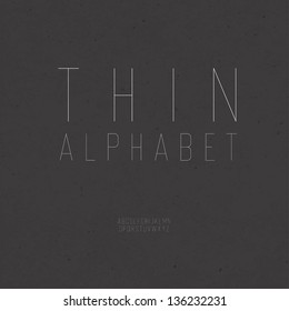 Thin vintage alphabet (uppercase). With textured background, vector, EPS10
