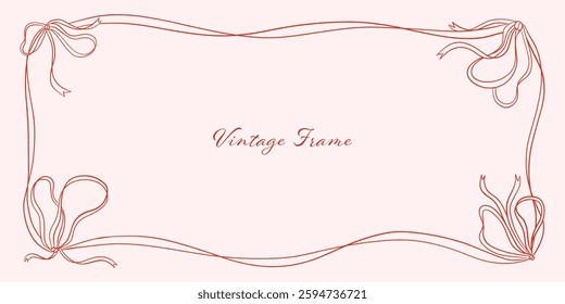 Thin vintage frame with decorative ribbon in classic style