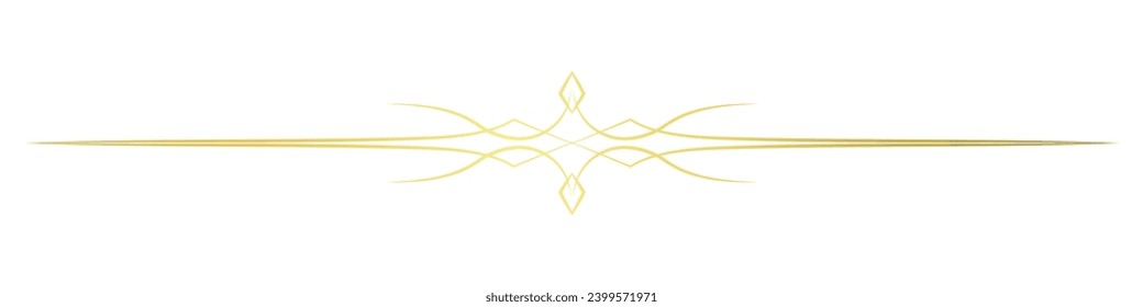 Thin vintage horizontal lines for Baroque decoration. Golden lines.